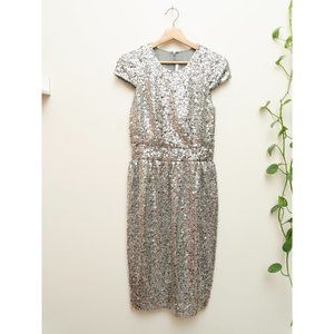 Naeem Khan silver sequin dress
